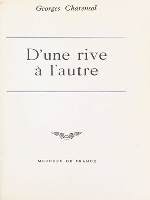 cover image of D'une rive à l'autre